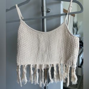 Women’s knit tassel crop top